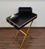CasaGold Black Foldable Leather Butler Tray Table & Serving Tray & Tissue Box with Metal Stand