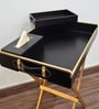 CasaGold Black Foldable Leather Butler Tray Table & Serving Tray & Tissue Box with Metal Stand