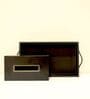 CasaGold Combo Leather Tray with Tissue Box-Black