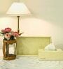CasaGold Combo Leather Tray with Tissue Box-Cream Twill