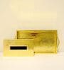 CasaGold Combo Leather Tray with Tissue Box-Gold