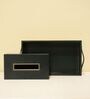 CasaGold Combo Leather Tray with Tissue Box-Green