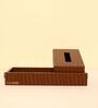 CasaGold Combo Leather Tray with Tissue Box-Tan Brown