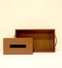 CasaGold Combo Leather Tray with Tissue Box-Tan Brown