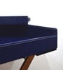 CasaGold Ink Blue Foldable Leather Butler Tray Table & Serving Tray & Tissue Box with Metal Stand