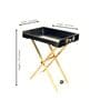 CasaGold Ink Blue Foldable Leather Butler Tray Table & Serving Tray with Metal Stand