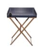 CasaGold Ink Blue Foldable Leather Tray Table with Metal Stand