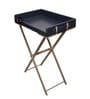 CasaGold Ink Blue Foldable Leather Tray Table with Metal Stand