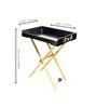 CasaGold Rose Gold Foldable Leather Butler Tray Table & Serving Tray & Tissue Box with Metal Stand