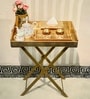 CasaGold Rose Gold Foldable Leather Butler Tray Table & Serving Tray & Tissue Box with Metal Stand
