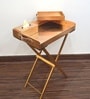 CasaGold Rose Gold Foldable Leather Butler Tray Table & Serving Tray & Tissue Box with Metal Stand