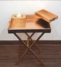 CasaGold Rose Gold Foldable Leather Butler Tray Table & Serving Tray & Tissue Box with Metal Stand