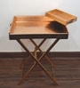 CasaGold Rose Gold Foldable Leather Butler Tray Table & Serving Tray with Metal Stand