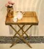 CasaGold Rose Gold Foldable Leather Tray Table with Metal Stand