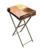 CasaGold Rose Gold Foldable Leather Tray Table with Metal Stand