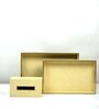 CASAGOLD SET OF 2 LEATHER TRAY WITH TISSUE HOLDER SET
