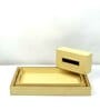 CASAGOLD SET OF 2 LEATHER TRAY WITH TISSUE HOLDER SET