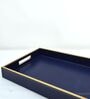 CASAGOLD SET OF 2 LEATHER TRAY WITH TISSUE HOLDER SET -INK BLUE
