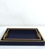 CASAGOLD SET OF 2 LEATHER TRAY WITH TISSUE HOLDER SET -INK BLUE