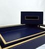 CASAGOLD SET OF 2 LEATHER TRAY WITH TISSUE HOLDER SET -INK BLUE