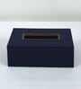 CASAGOLD SET OF 2 LEATHER TRAY WITH TISSUE HOLDER SET -INK BLUE