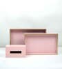CASAGOLD SET OF 2 LEATHER TRAY WITH TISSUE HOLDER SET -PINK