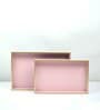 CASAGOLD SET OF 2 LEATHER TRAY WITH TISSUE HOLDER SET -PINK