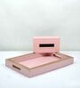CASAGOLD SET OF 2 LEATHER TRAY WITH TISSUE HOLDER SET -PINK
