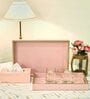 CASAGOLD SET OF 2 LEATHER TRAY WITH TISSUE HOLDER SET -PINK