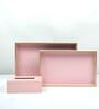 CASAGOLD SET OF 2 LEATHER TRAY WITH TISSUE HOLDER SET -PINK