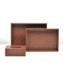 CASAGOLD SET OF 2 LEATHER TRAY WITH TISSUE HOLDER SET -TAN BROWN