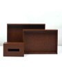 CASAGOLD SET OF 2 LEATHER TRAY WITH TISSUE HOLDER SET -TAN BROWN