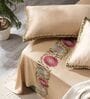 Cashmere Beige 300TC 100% Cotton Solids Flat Embroidered Super King Bedsheet With 2 Pillow Covers