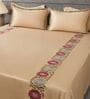 Cashmere Beige 300TC 100% Cotton Solids Flat Embroidered Super King Bedsheet With 2 Pillow Covers