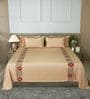 Cashmere Beige 300TC 100% Cotton Solids Flat Embroidered Super King Bedsheet With 2 Pillow Covers