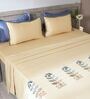 Cashmere Beige 300TC 100% Cotton Solid Flat Embroidered Super King Bedsheet With 2 Pillow Covers