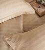 Beige 300TC 100% Cotton Stripe Flat Super King Bedsheet with 2 Pillow Covers