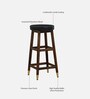 Caslav Sheesham Wood Bar Stool In Provincial Teak Finish With Black Leatherette