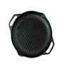 Black Cast Iron Grill Pan Pre-Seasoned & Toxin-Free Medium (10 inch), 1.5L, 2.7kg Long Handle for Easy Grip