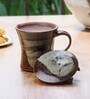 Caster 250ml Brown & Grey Ceramic Coffee Mug with Lid Caster 250ml Brown & Grey Ceramic Coffee Mug with Lid