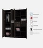 Castle 4 Door Wardrobe in Dark Wenge Colour