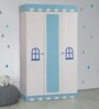 Castle 3 Door Kids Wardrobe in Highgloss White & Blue Colour