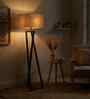 Catapult Wooden Floor Lamp with Jute Shade & Brown Base
