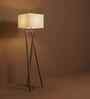 Catapult Wooden Floor Lamp with Jute Shade & Brown Base