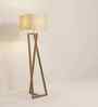 Catapult Wooden Floor Lamp with Jute Shade & Brown Base