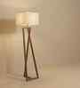 Catapult Wooden Floor Lamp with Jute Shade & Brown Base