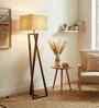 Catapult Wooden Floor Lamp with Jute Shade & Brown Base
