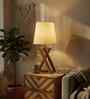 Catapult Wooden Table Lamp with Jute Shade & Brown Base