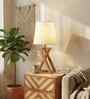 Catapult Wooden Table Lamp with Jute Shade & Brown Base