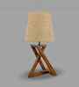 Catapult Wooden Table Lamp with Jute Shade & Brown Base